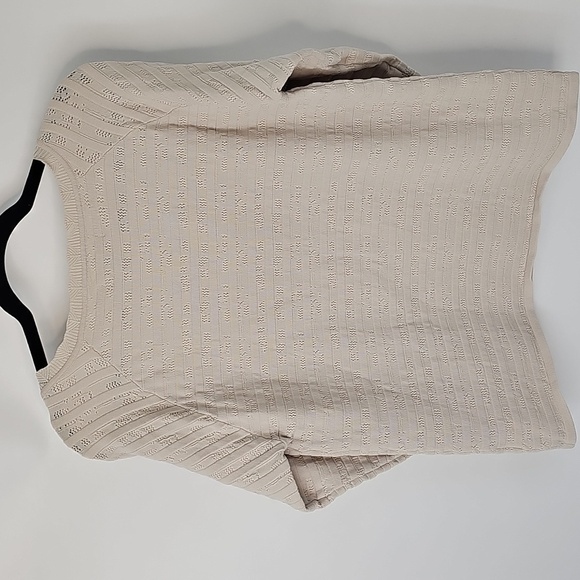 Ryegrass Tan Open Knit Square Neckline 3/4 Sleeve Bodycon Sweater Top Sz: XLarge - Picture 8 of 9